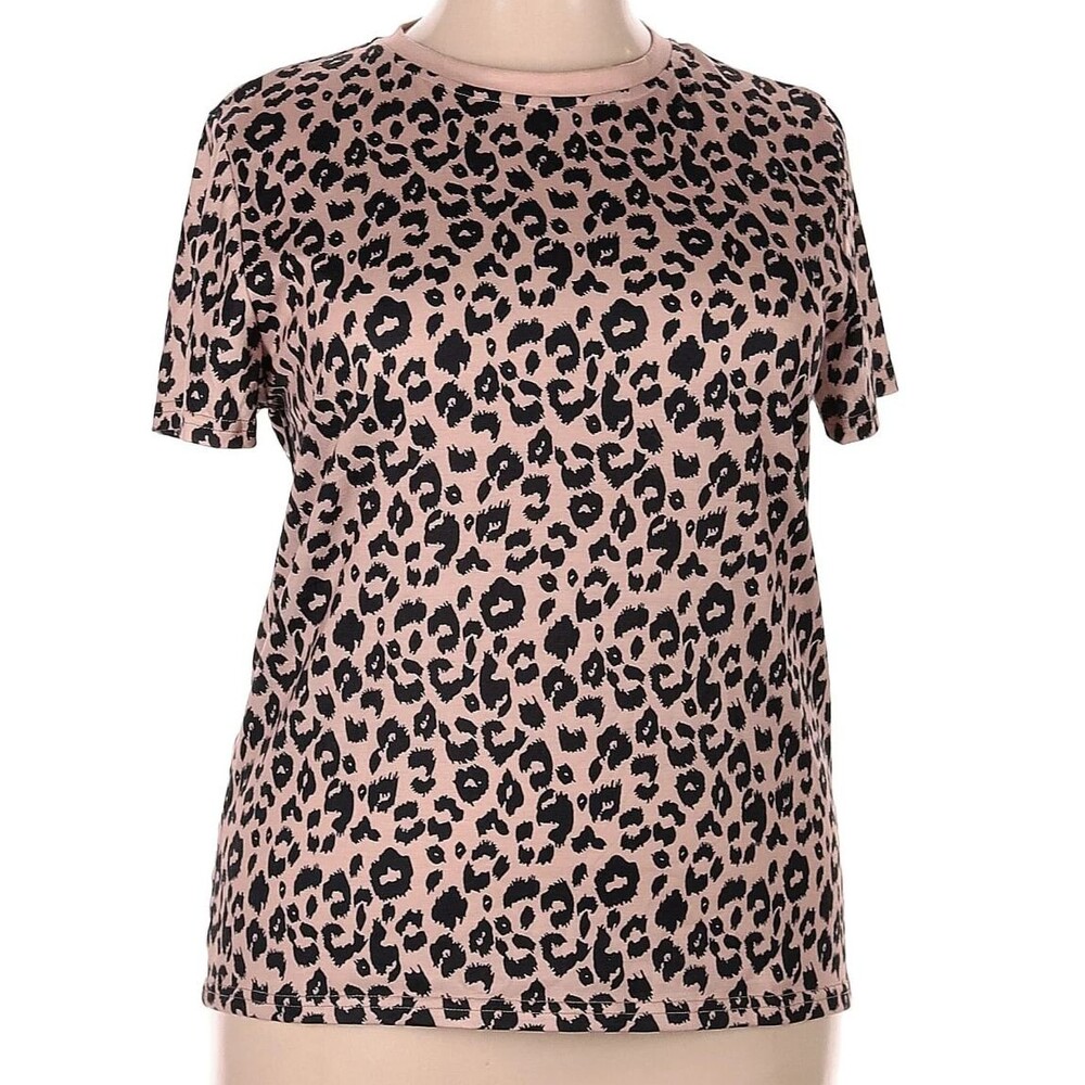 Women's Animal Print Short Sleeve Top Size XXL Emery Rose Multicolor Blouse